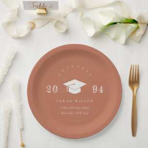 Plato De Papel Elegante Rust Terracota Graduación Mínima Simple