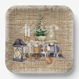 Plato De Papel Elegante rústico acuarela Monograma Fiesta de vaca