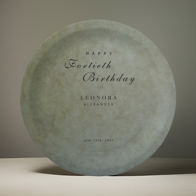 Plato De Papel Elegante Sage Gold CUALQUIER fiesta de cumpleaños (Subido por el creador)
