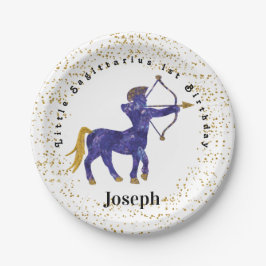 Plato De Papel Elegante Sagittarius 1er cumpleaños y Confetti de 