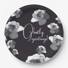 Plato De Papel Elegante saludo de Halloween Ghostly Rosa