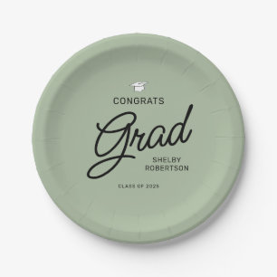 Plato De Papel Elegante Script Felicita al Partido de Graduación