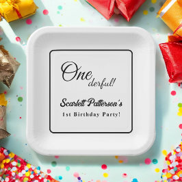 Plato De Papel Elegante Sencillo Blanco Y Negro Moderno Primer Cu