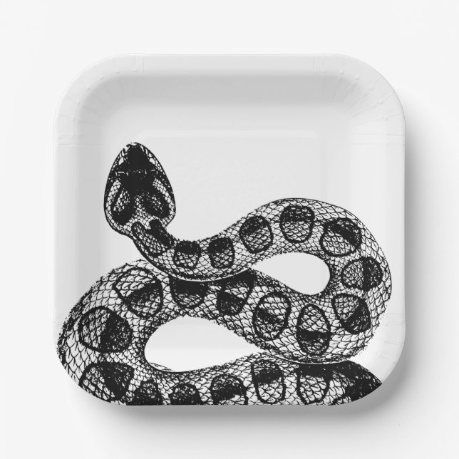 Plato De Papel Elegante Serpiente Negra Halloween (Anverso)