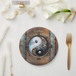 Plato De Papel Elegante signo de yin yang