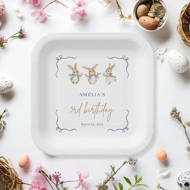 Plato De Papel Elegante simple conejito niño de Pascua Tercer Cum (Subido por el creador)