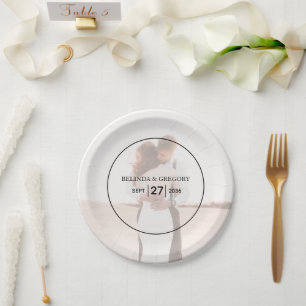 Plato De Papel Elegante Simple Minimalista Foto Boda 