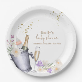 Plato De Papel Elegante Sip y ver Baby Shower de botella de champ