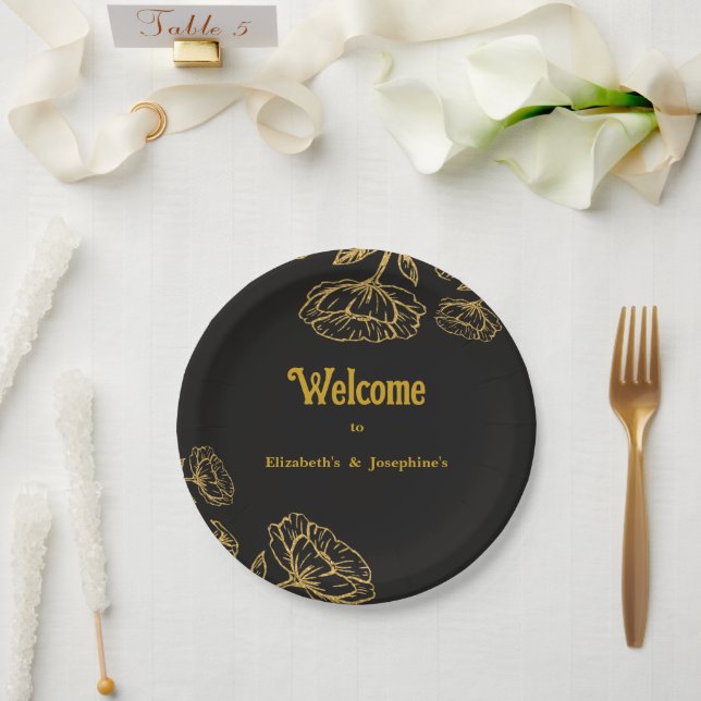 Plato De Papel Elegante Soiree de cumpleaños doble (Boda)