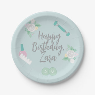 Plato De Papel Elegante Spa Fiesta Diseño personalizado azul
