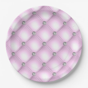 Plato De Papel Elegante Sparkle Purple Tufted Bling Glam Boda