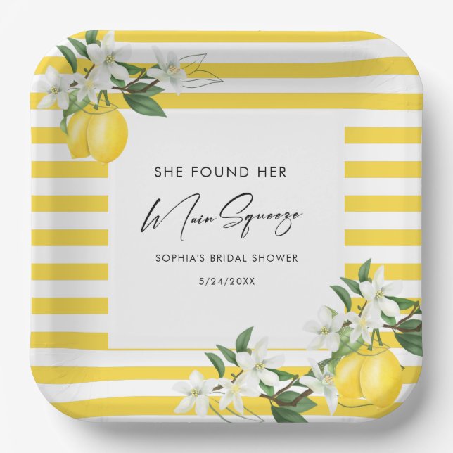 Plato De Papel Elegante Squeeze Bridal Shower (Anverso)