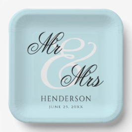 Plato De Papel Elegante Sr. Minimal y Sra. Boda