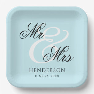 Plato De Papel Elegante Sr. Minimal y Sra. Boda
