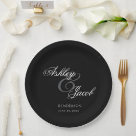 Plato De Papel Elegante Sr. Minimal y Sra. Boda