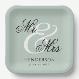 Plato De Papel Elegante Sr. Minimal y Sra. Boda