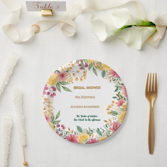 Plato De Papel Elegante Tarjeta de Invitación de Regadera de Boda (Boda)