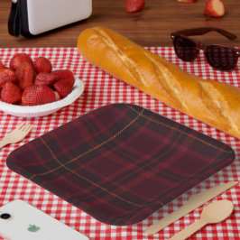 Plato De Papel Elegante Tartán Burgundy