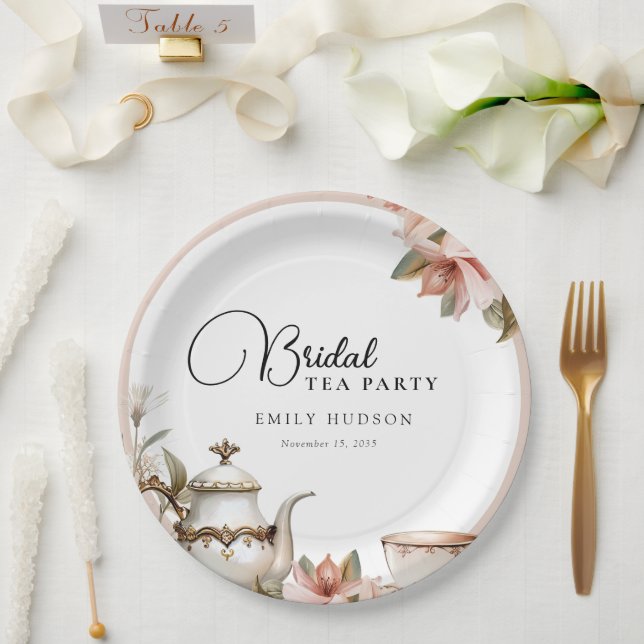 Plato De Papel Elegante Tea Fiesta Bridal Shower (Boda)
