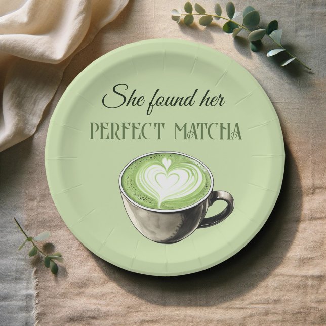 Plato De Papel Elegante tema del café Ducha Matcha Bridal Perfect (Subido por el creador)
