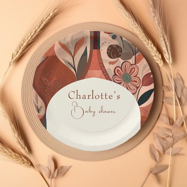 Plato De Papel Elegante terracota Boho baby ducha (Subido por el creador)