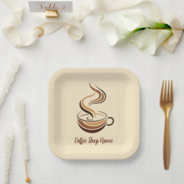 Plato De Papel Elegante tienda de logotipo de negocios de café ca