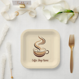 Plato De Papel Elegante tienda de logotipo de negocios de café ca