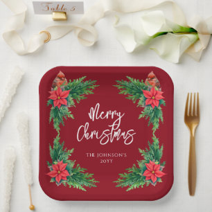 Plato De Papel Elegante vegetación de invierno