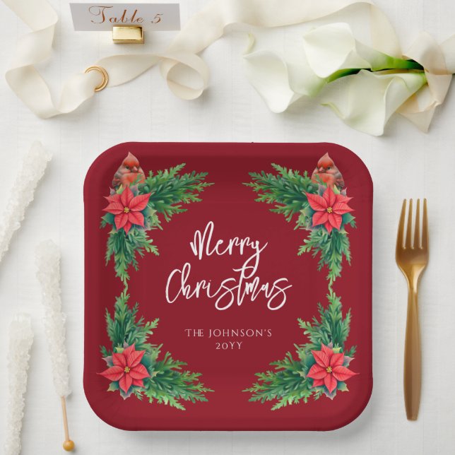 Plato De Papel Elegante vegetación de invierno (Boda)