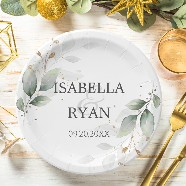 Plato De Papel ELEGANTE vegetación deja Boda de oro (Subido por el creador)