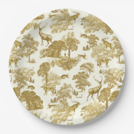 Plato De Papel Elegante venado dorado venado venado Fox Woodland