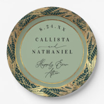 Elegante verde sabio dorado deja Boda