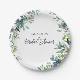 Plato De Papel Elegante Verdor Floral Foliage Bridal Shower