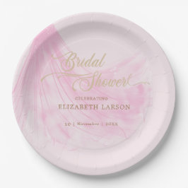 Plato De Papel Elegante vestido de novia rosa suave para fiesta d