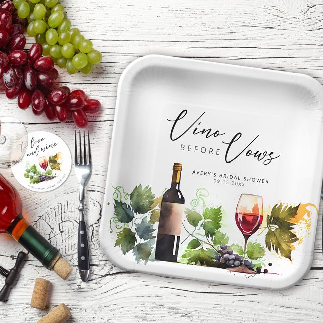 Plato De Papel Elegante Vino Antes de los Votos Viñedo Vino Acuar (Subido por el creador)