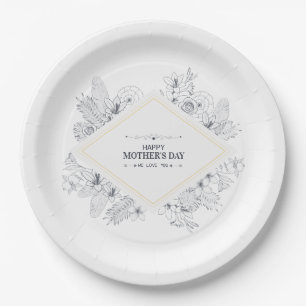 Plato De Papel Elegante Vintage Feliz Día de la Madre Placa de