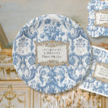 Plato De Papel Elegante Vintage Floral Blue and White Gold Bridal<br><div class="desc">Si lo que busca es una decoración de duchas notables y elegantes, es perfecto el azul y el blanco de esta temática contemporánea y a la vez vintage. El marco ornado de oro barroco de aspecto tridimensional se coloca sobre un elegante patrón vintage de papel de pared floral francés o...</div>