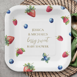 Plato De Papel Elegante Watercolor Berry Sweet Baby Shower
