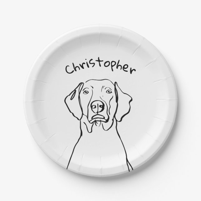Plato De Papel Elegante Weimaraner: Tu texto, tu estilo (Anverso)