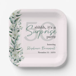 Plato De Papel Elegante Wildflower Pink Sorpresa 50 cumpleaños