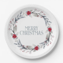 Elegante Wreath de navidad de color rojo plateado