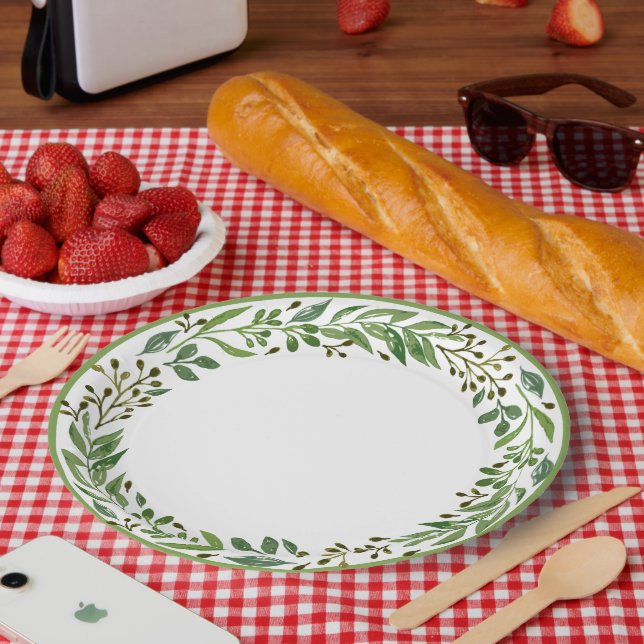 Plato De Papel Elegante Wreath estacional simple (Picnic)