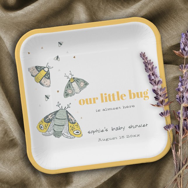 Plato De Papel Elegante y elegante Baby Shower gris amarillo de p (Subido por el creador)