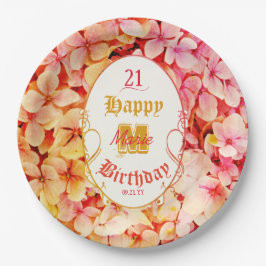 Plato De Papel Elegante y florido Fiesta 21 de cumpleaños