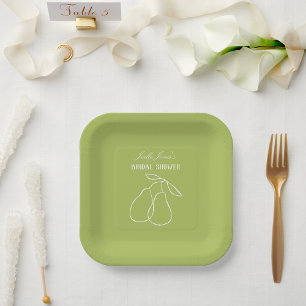 Plato De Papel Elegante y Moderno Verde Perfecto Cumpleaños de Bo