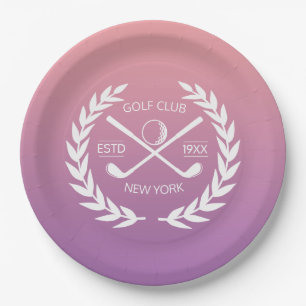 Plato De Papel Elegante y personalizada Wreath Club de Golf Gold