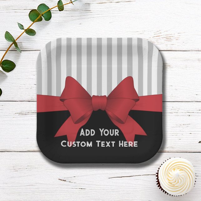 Plato De Papel Elegante y personalizado Cinta y banda rojas moder (Subido por el creador)
