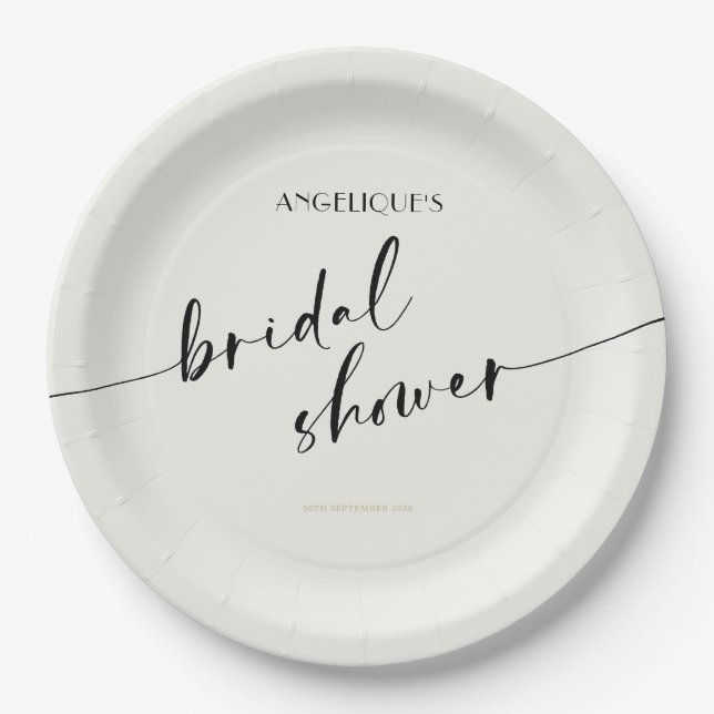 Plato De Papel Elegante y Simple - Despedida de Soltera Minimalis (Anverso)