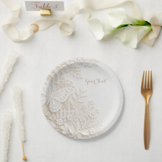 Plato De Papel Eleganter Papercut Schmetterling mit Blumenrahmen