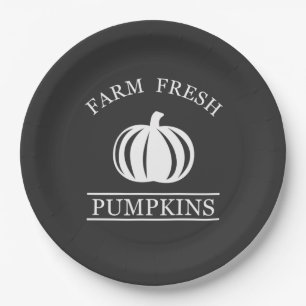 Plato De Papel Elegantes calabazas frescas de granja otoño